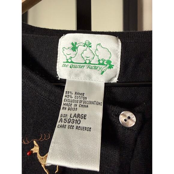 VINTAGE The Quacker Factory Christmas Cardigan Size Large - Picture 4 of 5